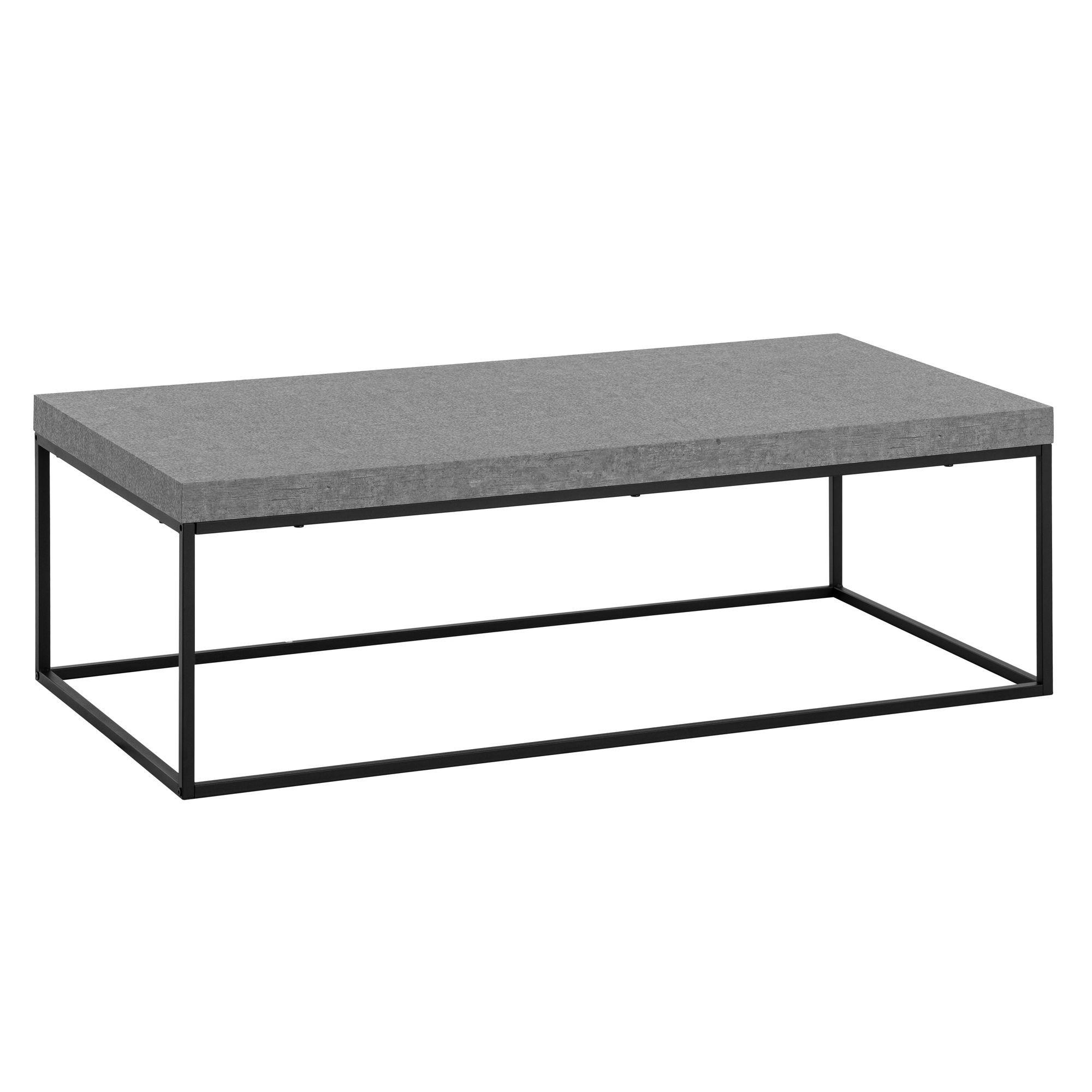 COUCHTISCH in Stein-Optik mit Metallbeinen, Modernes Design, Rechteckig, Groß, Grau 120x60x38 cm - Schwarz/Grau, Holzwerkstoff/Metall (60/120/38cm) - KADIMA DESIGN