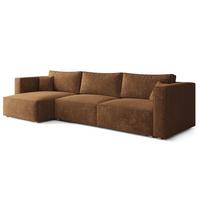 ECKSOFA TOLMO LM Hellbraun Chenille mit Schlaffunktion - Hellbraun, Holzwerkstoff/Textil (347/148cm) - MASSENO