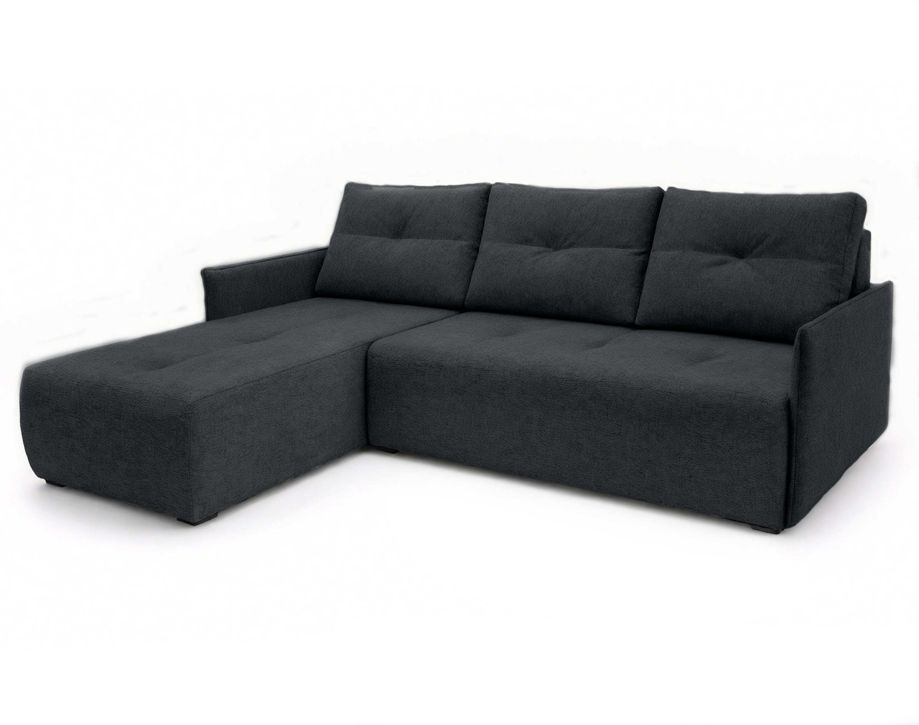 ECKSOFA L Form Damascus Schwarz 212/143/88 cm Links mit Schlaffunktion - Schwarz, Kunststoff/Textil (143/212cm) - AX Living