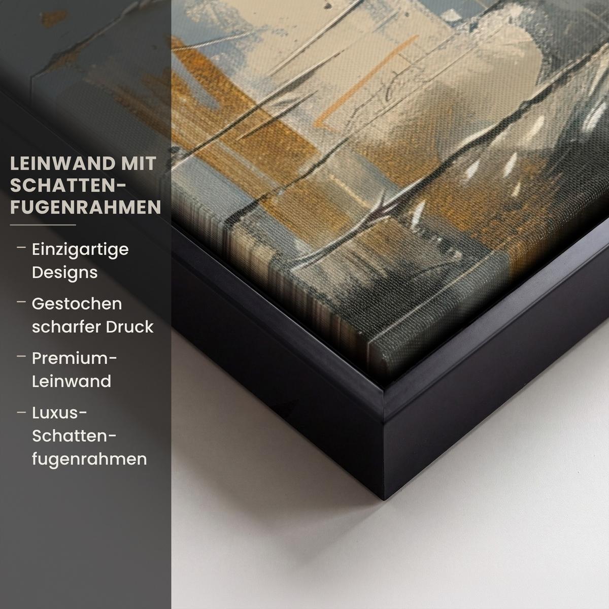 LEINWAND Bilder mit Rahmen - Baum - Graffiti - Banksy-Stil - Ballon-Mädchen - 60x40 - Blaugrau, Textil (60/40cm) - MuchoWow