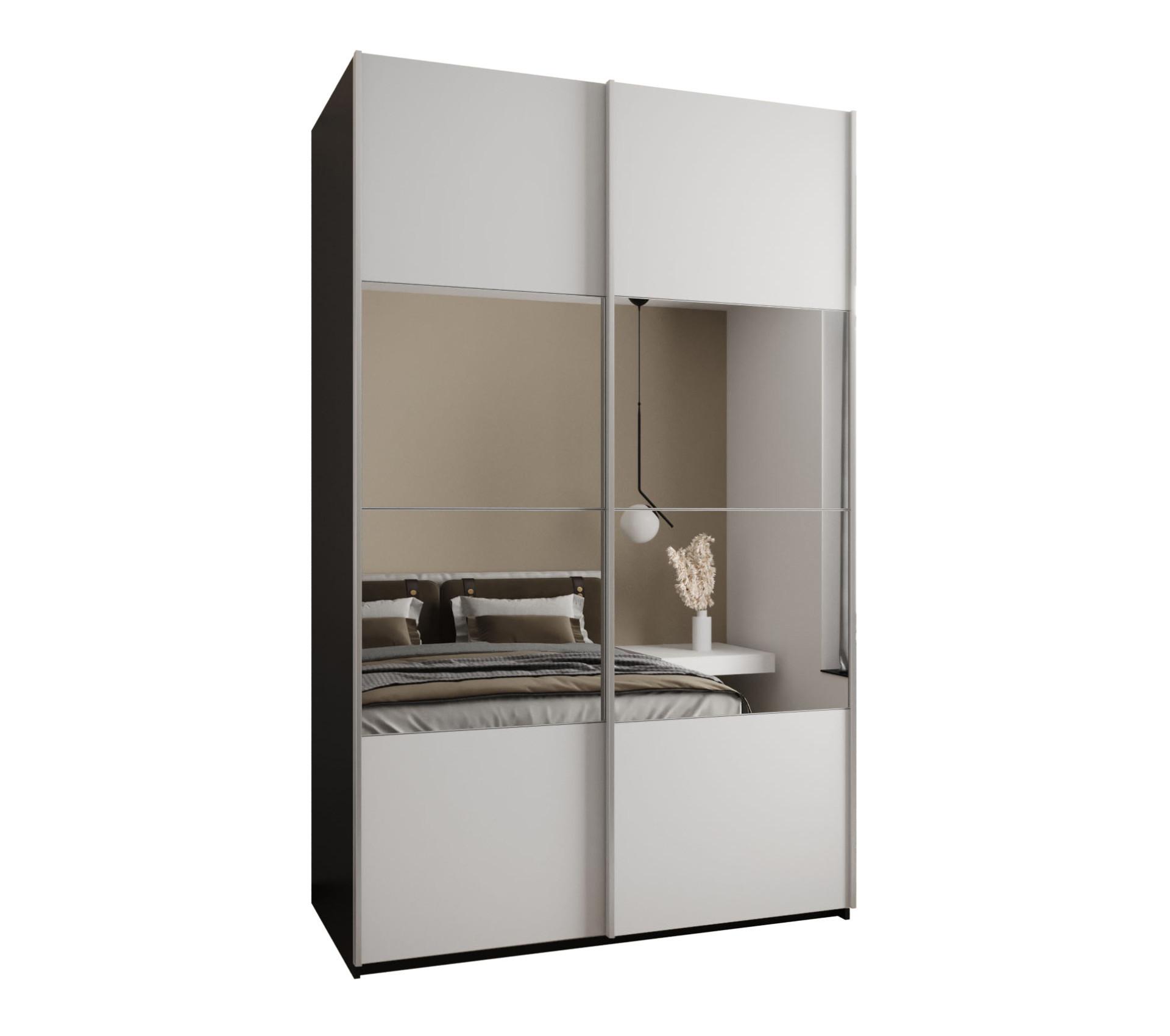 SCHWEBETÜRENSCHRANK 245,5/150/64 2-türig - Silberfarben/Schwarz, Holz/Metall (150/245/64cm) - Abiks Möbel