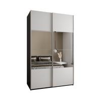 SCHWEBETÜRENSCHRANK 245,5/160/64 2-türig - Silberfarben/Schwarz, Holz/Metall (160/245/64cm) - Abiks Möbel