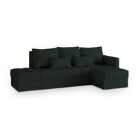 ECKSOFA LUMARI R-S Grün Plüsch-Stoff mit Schlaffunktion - Grün, Holz (262/143cm) - MASSENO
