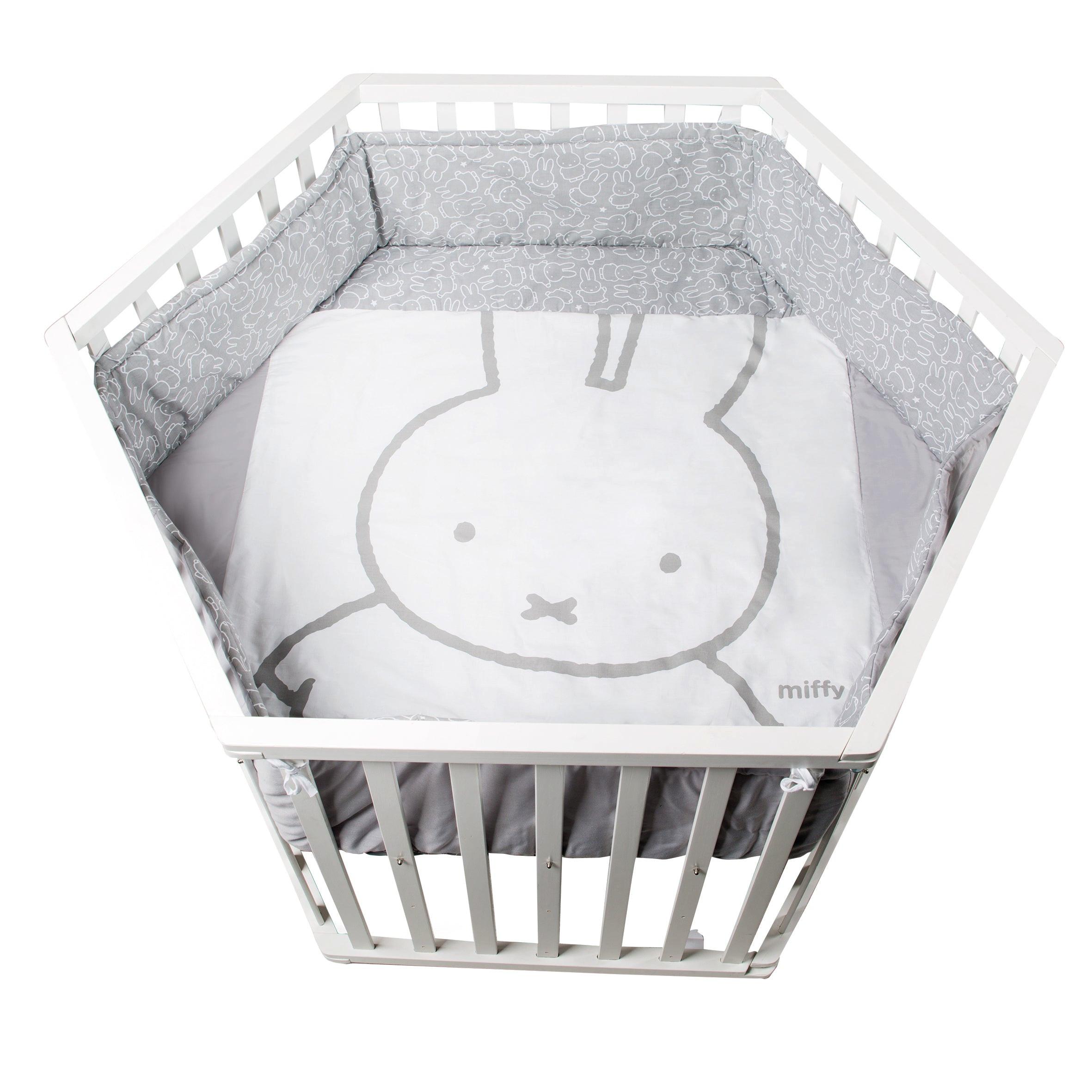 LAUFGITTER 6-eckig Miffy - Weiß, Holzwerkstoff (118.5/72.5/103.5cm) - Roba