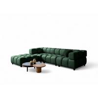 SOFA 3-sitzer Und 1-polsterhocker Flow - Grün, Holzwerkstoff/Textil (288/71/96cm) - Fun Möbel