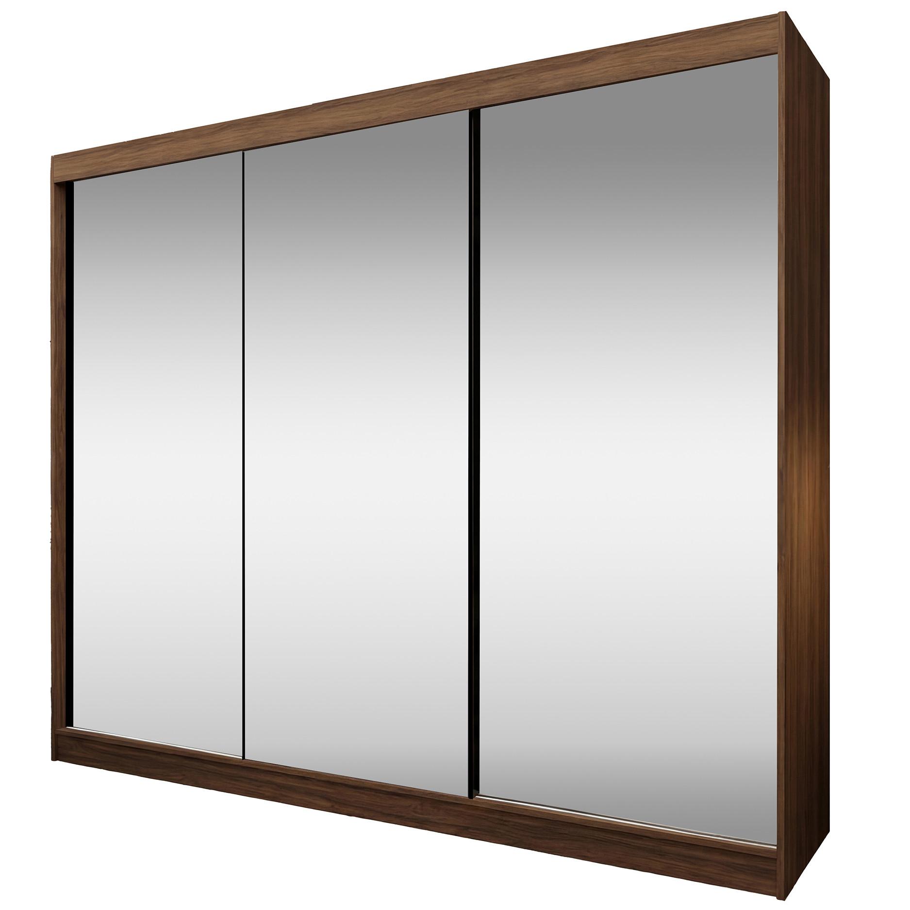 SCHWEBETÜRENSCHRANK Debra II mit Schubladen und Spiegel 240/216/61 Walnuss - Walnussfarben, Holzwerkstoff (240/216/61cm) - Beautysofa