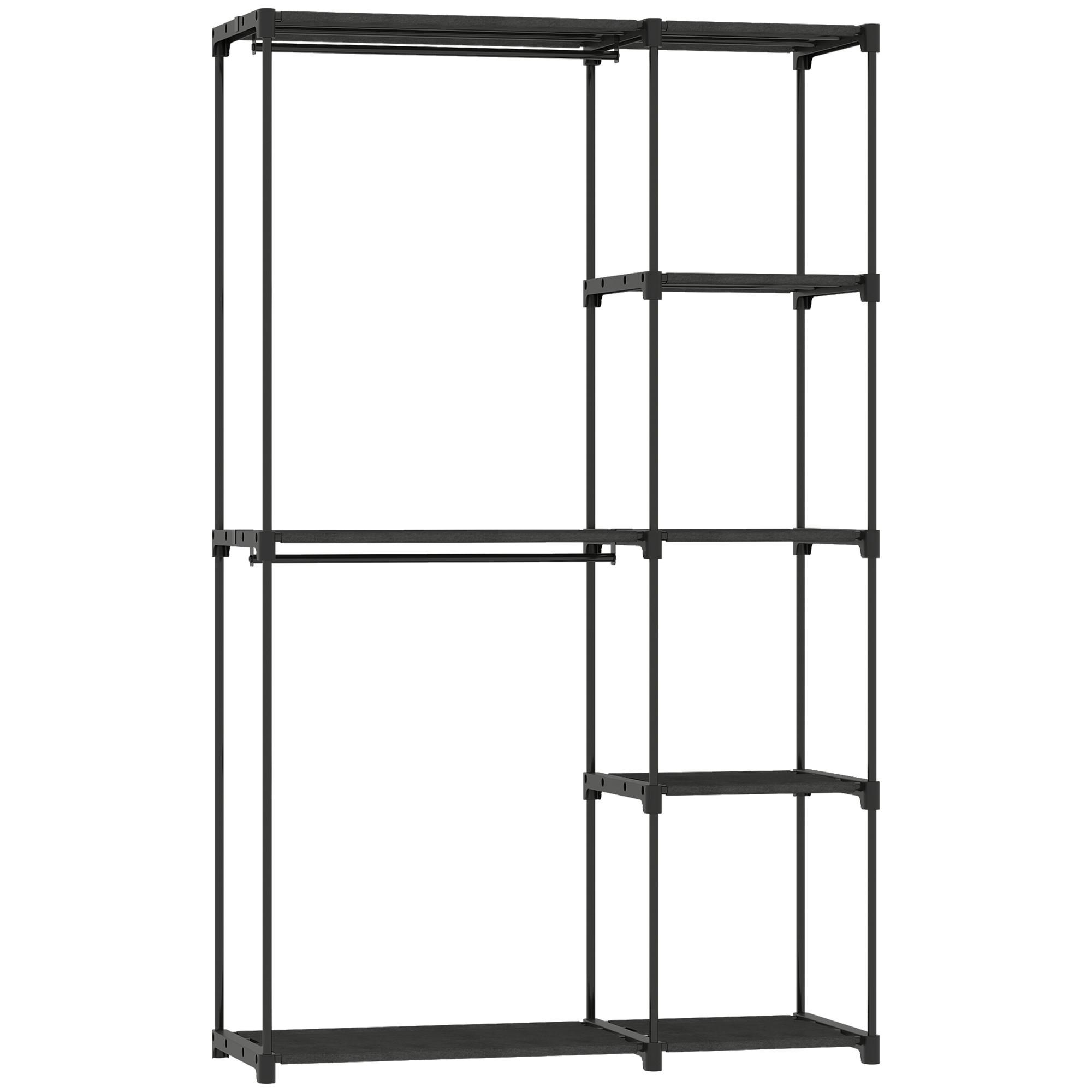 KLEIDERSCHRANK Vliesstoff Stahl Schwarz - Schwarz, Textil (43/185/111cm) - HOMCOM