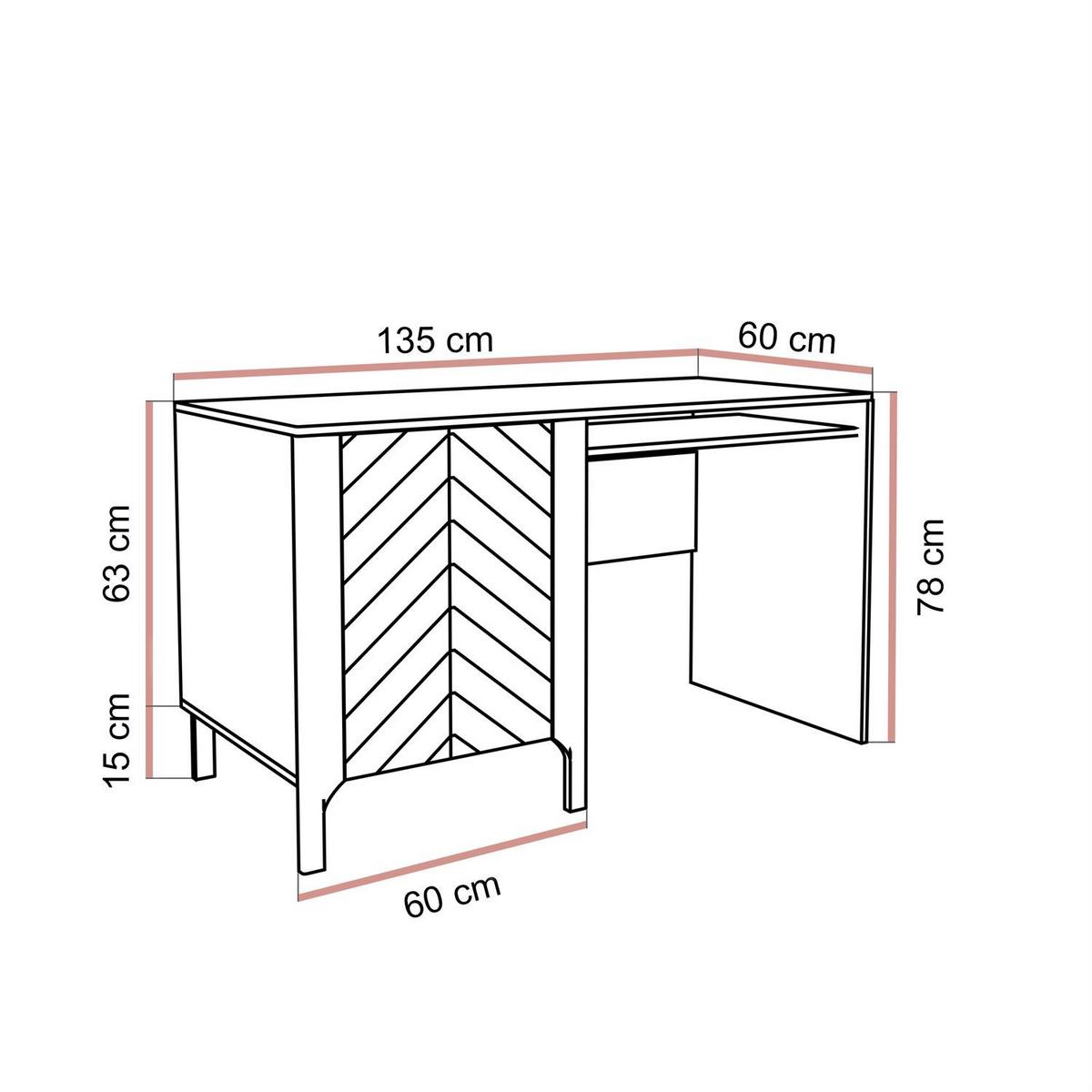 SCHREIBTISCH LUMI mit Ablage unter der Tischplatte, Kaschmir - Kaschmir, Holzwerkstoff (60/135/78cm) - Lookway