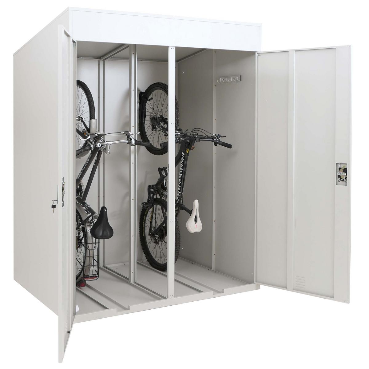 FAHRRADGARAGE H66B rechteckig Hellgrau - Hellgrau, Metall (158/213/125cm) - MCW