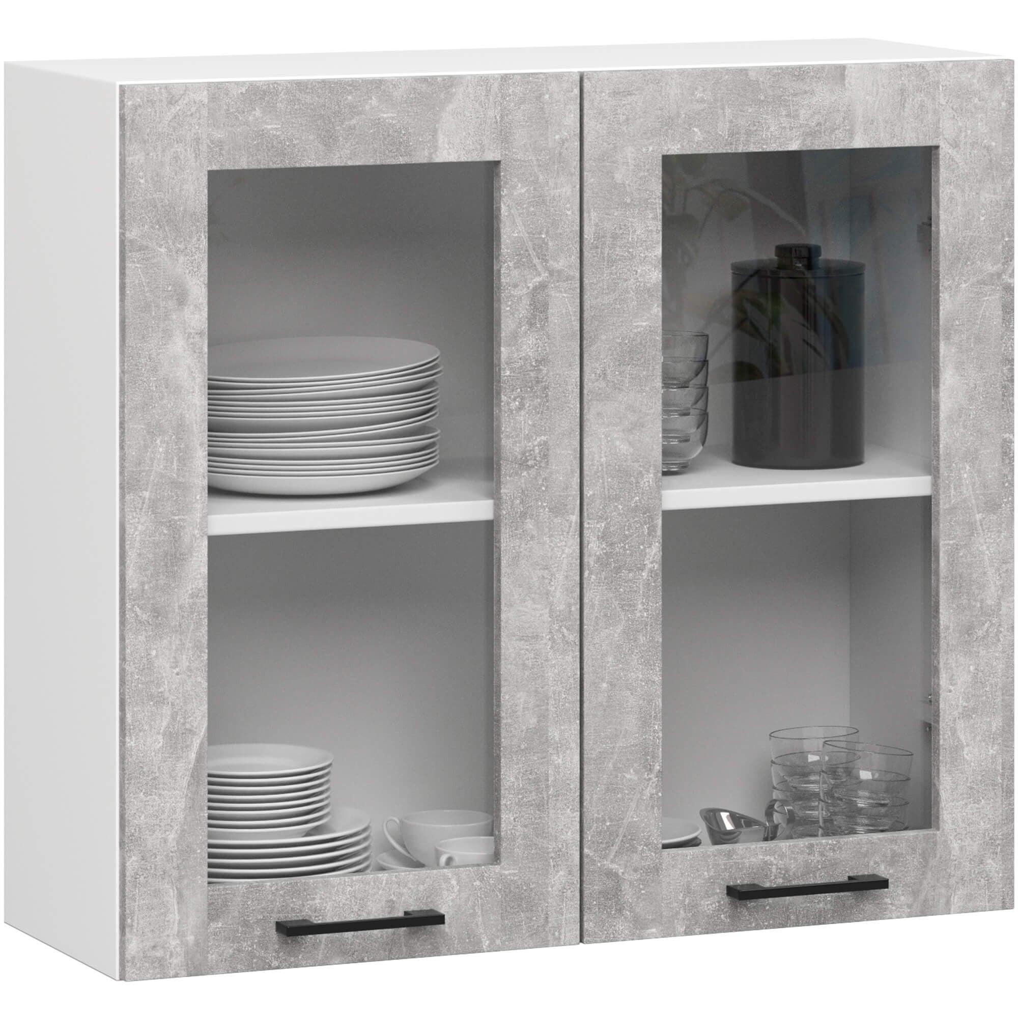 HÄNGESCHRANK Weiß, Beton 72/80/30,5 - Hellgrau/Weiß, Holzwerkstoff (80/72/30cm) - RAUMHIRSCH FURNITURE