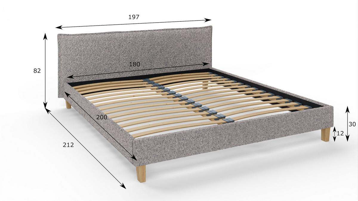 POLSTERBETT Arles 180/200 cm Boucle Stoff - Hellbraun/Grau, Holz/Textil (180/200cm) - S-Style Möbel
