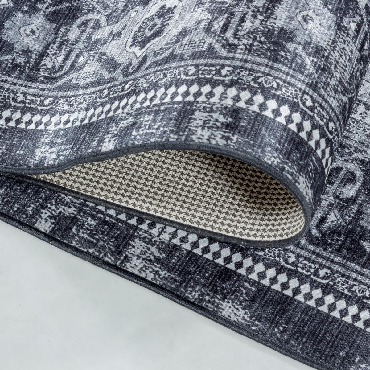 TEPPICH Flachgewebe Waschbar PIZOL in Schwarz, orientalisch, 140 x 200 cm - Schwarz, Textil (140/200cm) - KADIMA DESIGN