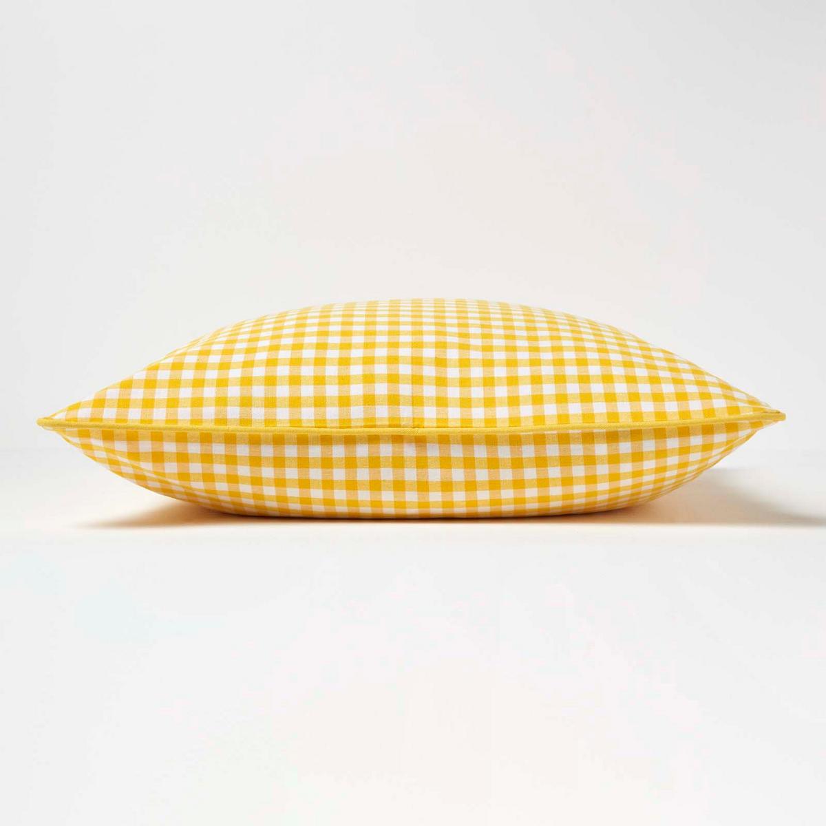 KISSENHÜLLE Vichy-Karo 60/60 cm, 100% Baumwolle - Gelb, Textil (60/60cm) - Homescapes