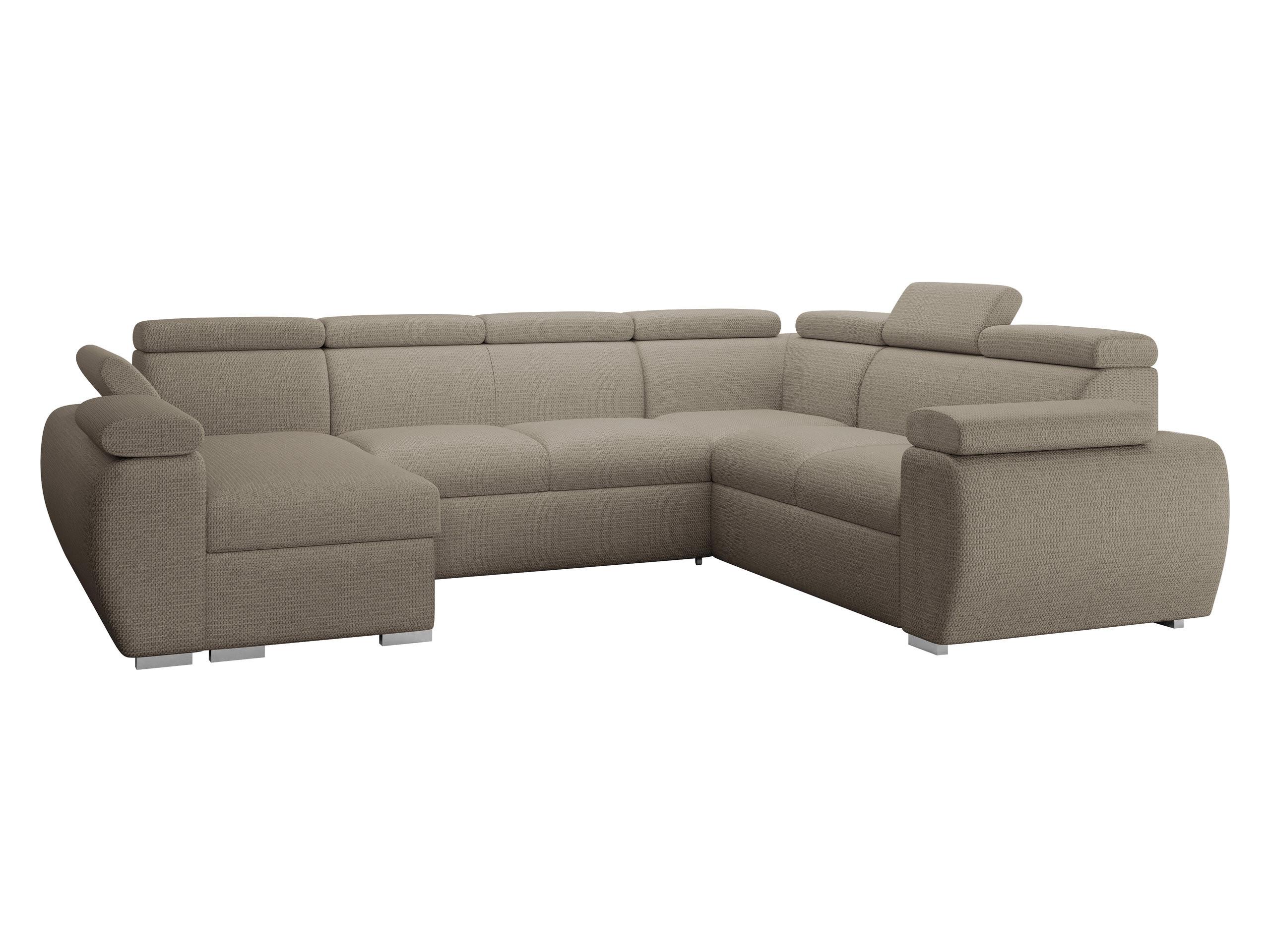 WOHNLANDSCHAFT Boston U, Seite: Links - LC+2P+R+2R - Hellbraun/Chromfarben, Holz/Textil (325/98/260cm) - MIRJAN24