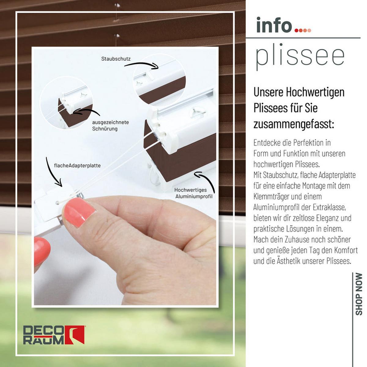PLISSEE Basic 70 x 210cm Klemmfix ohne Bohren - Braun, Textil (70/210cm) - Deco-Raum