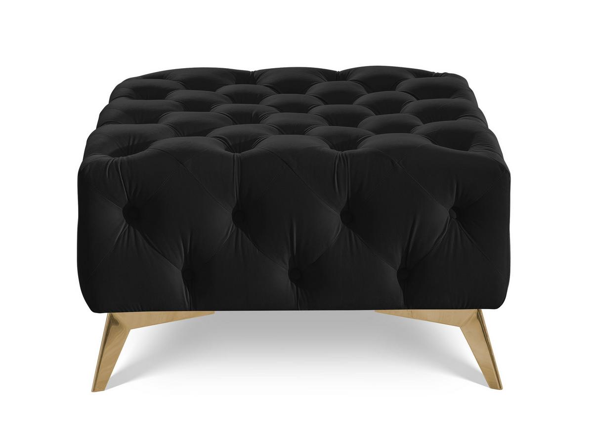 HOCKER Chesterfield Whitby Schwarz Samt mit goldenen Füßen - Goldfarben/Schwarz, Holz/Textil (80/45/80cm) - S-Style Möbel
