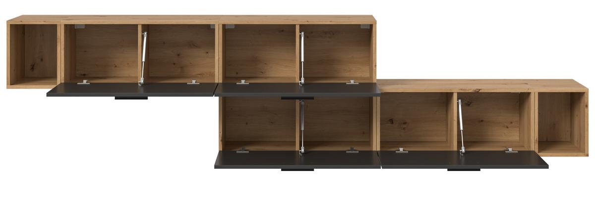 SIDEBOARD grau, Eiche Artisan 277 cm, Kommode mit Soft-Close - Schwarz/Eiche Artisan, Holzwerkstoff/Kunststoff (277/65/34cm) - Inn.Furn