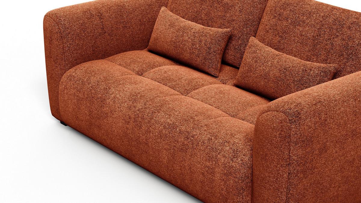 SOFA SORENO 3-Sitzer, orange - Schwarz/Orange, Holz/Textil (214/94/114cm) - Wozimo