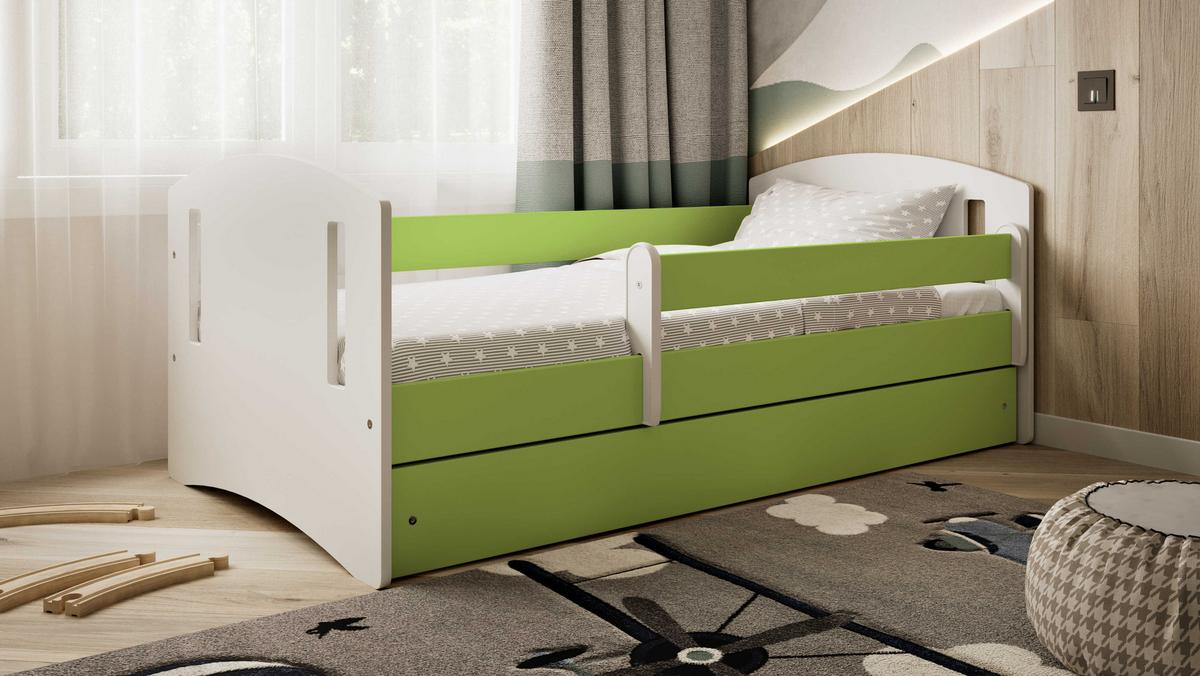 KINDERBETT CLASSIC II mit Schublade ohne Matratze Grün 90/65/144 - Grün, Holzwerkstoff (80/140cm) - RAUMHIRSCH FURNITURE