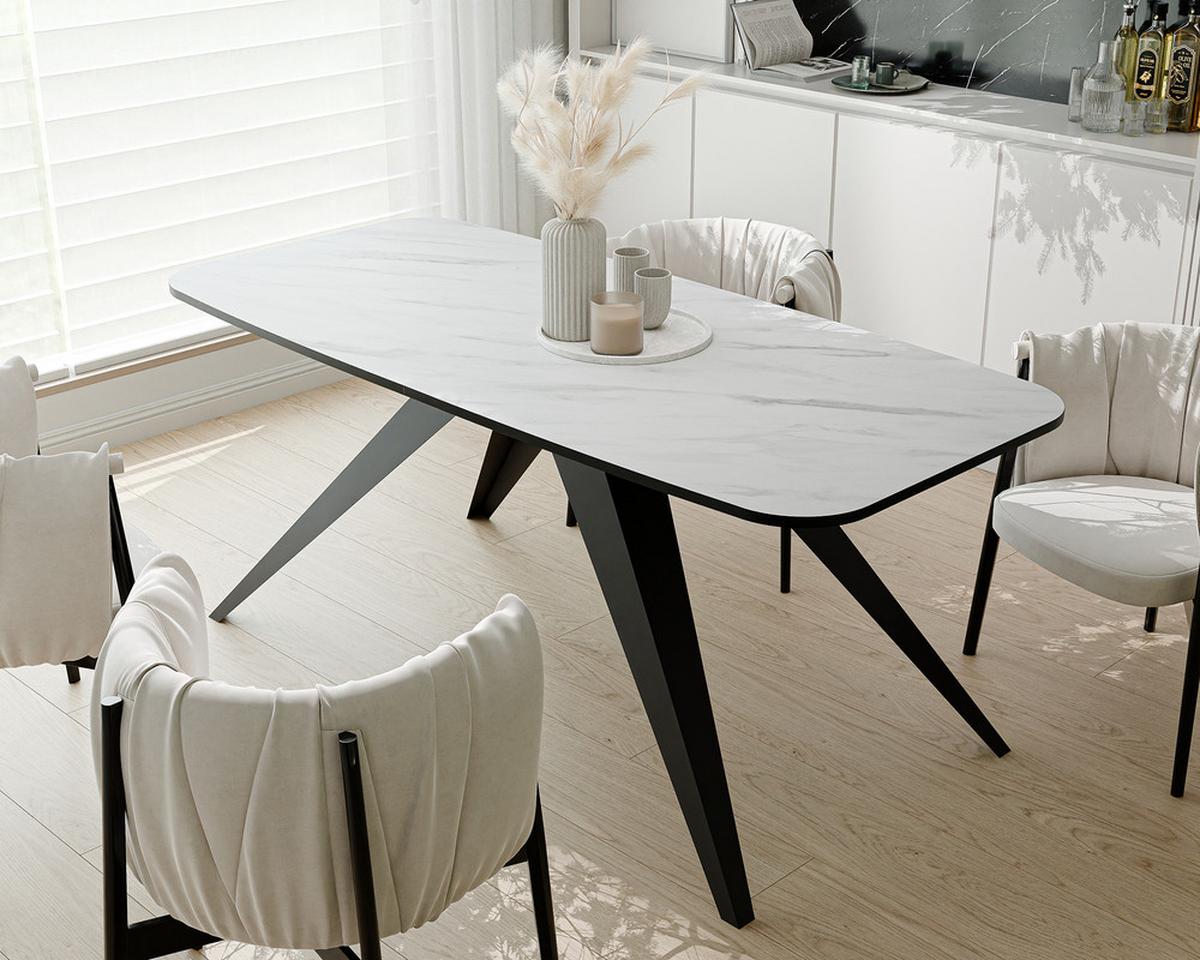 AUSZIEHTISCH FENTO 160/80/76 cm, Schwarz / Bianco (Weiß) - Perlmutt/Schwarz, Holzwerkstoff/Metall (80/160/76cm) - Idohome