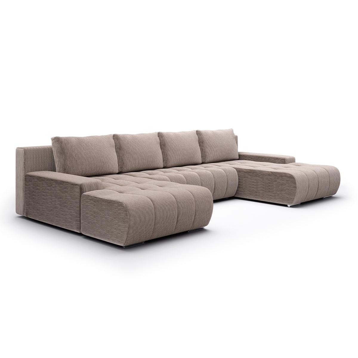 PANORAMASOFA Jonas 5 Sitzplätze Taupe - Taupe, Holz (350/85/185cm) - Petits-meubles