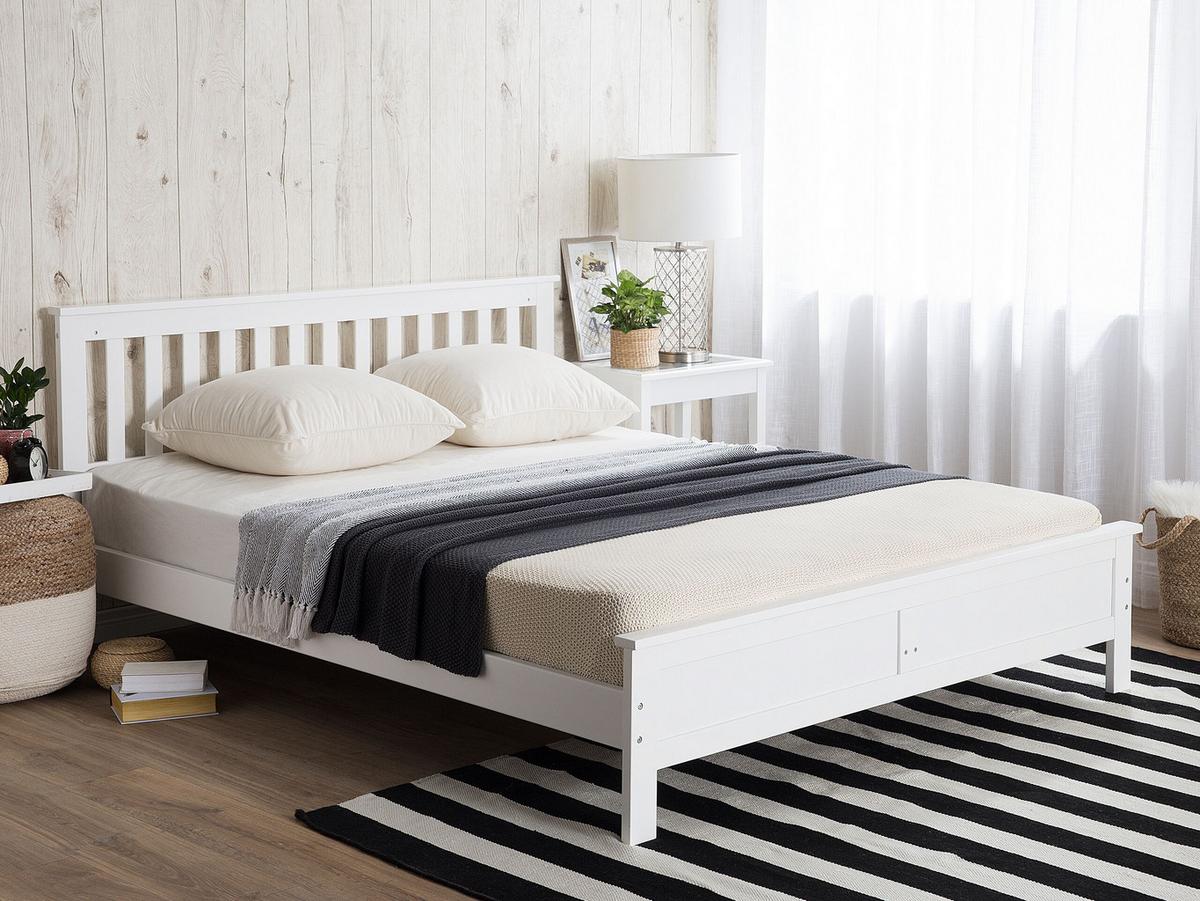 BETT mit Lattenrost 140x200 cm Weiß Mayenne - Weiß, Holz (140/200cm) - Beliani