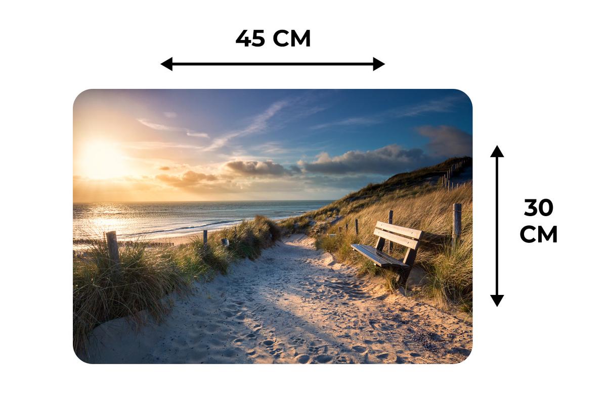 PLATZSETS 6er-Set Sonnenuntergang - Strand - Düne - Gras - Bank Abwaschbar 45x30 cm - Goldfarben, Kunststoff (0.3/45/30cm) - MuchoWow