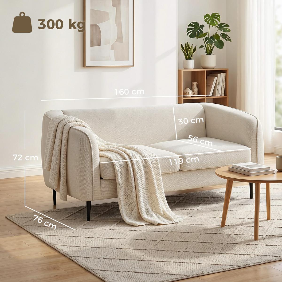 SOFA Krythan 160/76/72cm - Beige, Textil (76/72/160cm) - ZMH