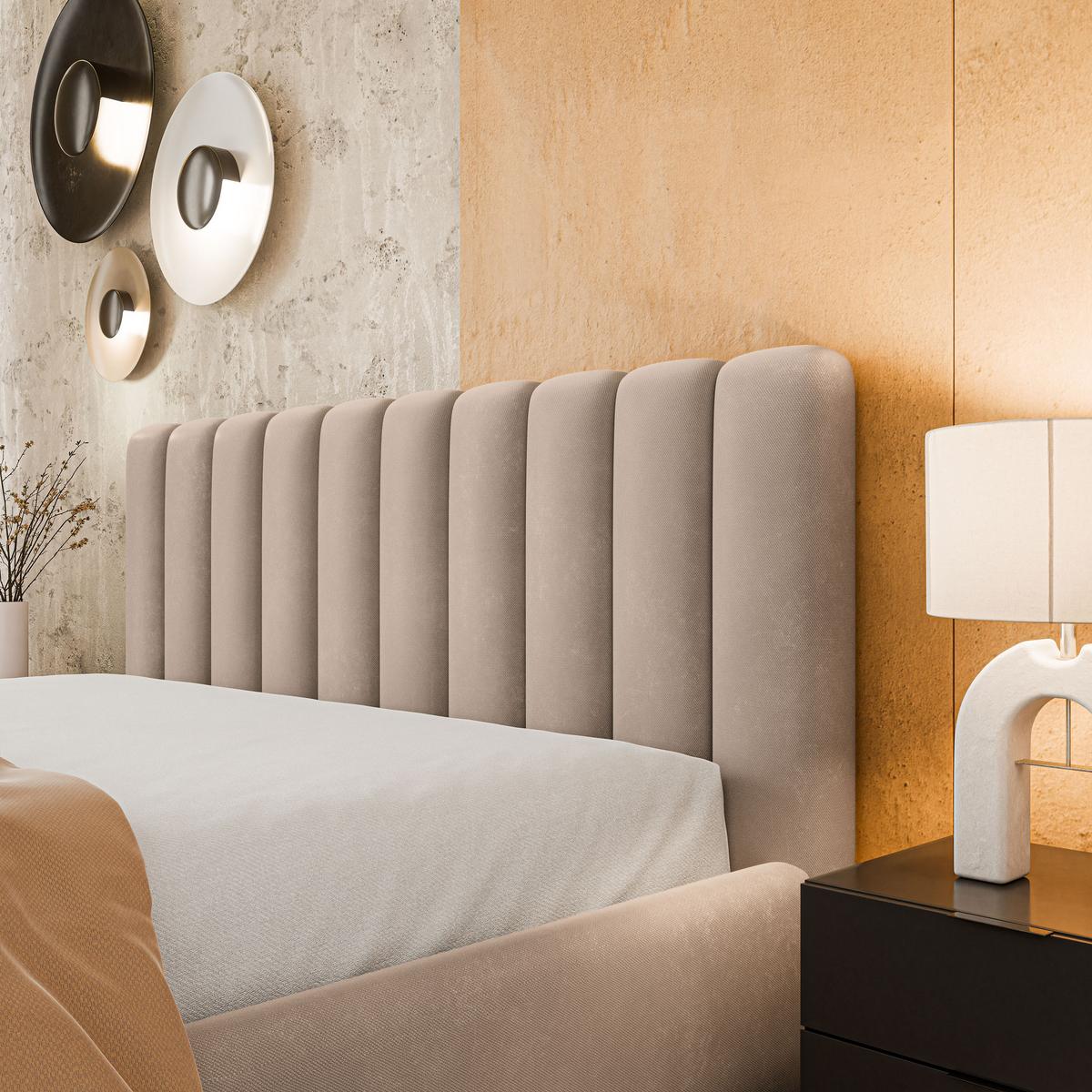 POLSTERBETT DINESE 140x200 cm mit Bettkästen - Beige - Beige, Holz (200/140cm) - MASSENO