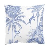 DEKOKISSEN Kupferstichanmutung - Affen in Blau 40/40 cm - Blau, Textil (40/40/10cm) - Bilderwelten