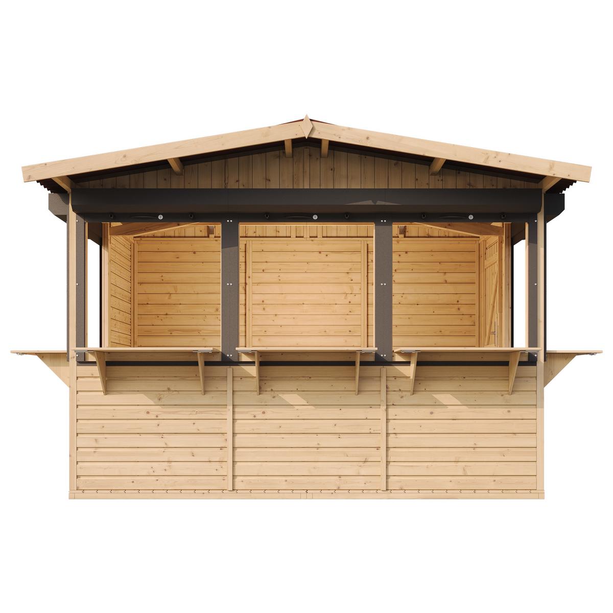 MARKTBUDE Holz M150BZ Gartenhaus, Marktbude Holz - 263 x 336 cm / 6 m² - Beige, Holz (336/232/263cm) - Timbela