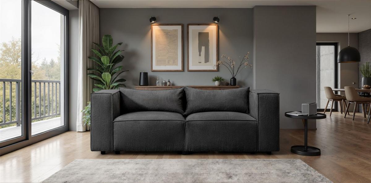 SOFA 2-sitzer Nevio - Schwarz, Holzwerkstoff/Textil (210/71/105cm) - Fun Möbel