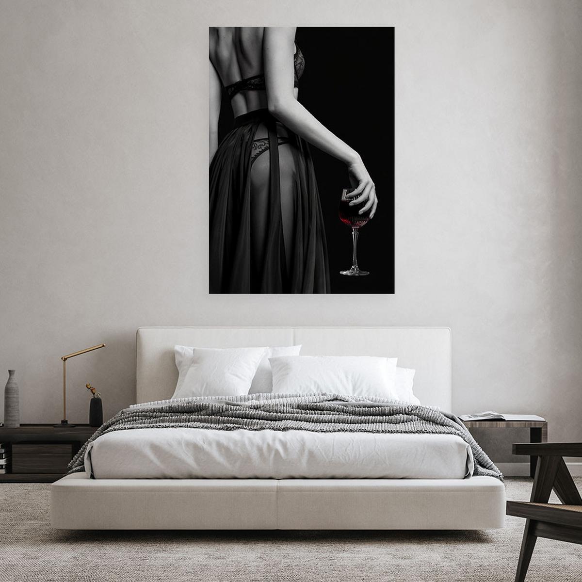 LEINWANDBILD Schöne Frau in Unterwäsche 70x100cm - Schwarz, Textil (70/100cm) - Feeby