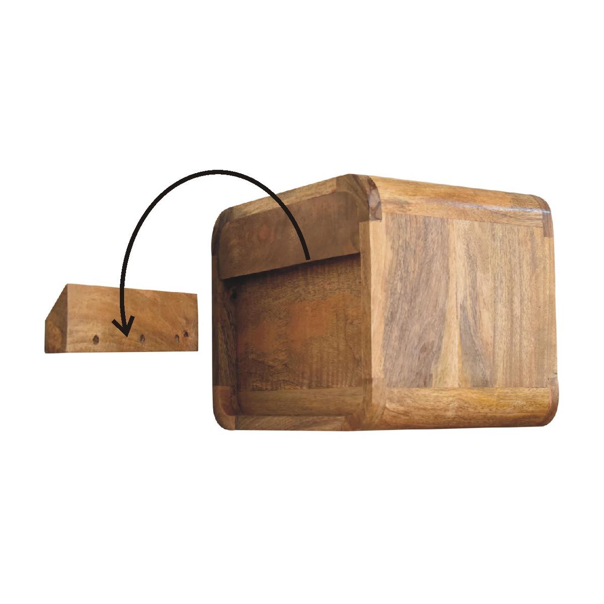 NACHTTISCH und Wandhalterungsfunktion, 1 Schublade, 1 Offenes Fach, Beige - Messingfarben/Braun, Holz/Metall (30/25/25cm) - Artisan Furniture