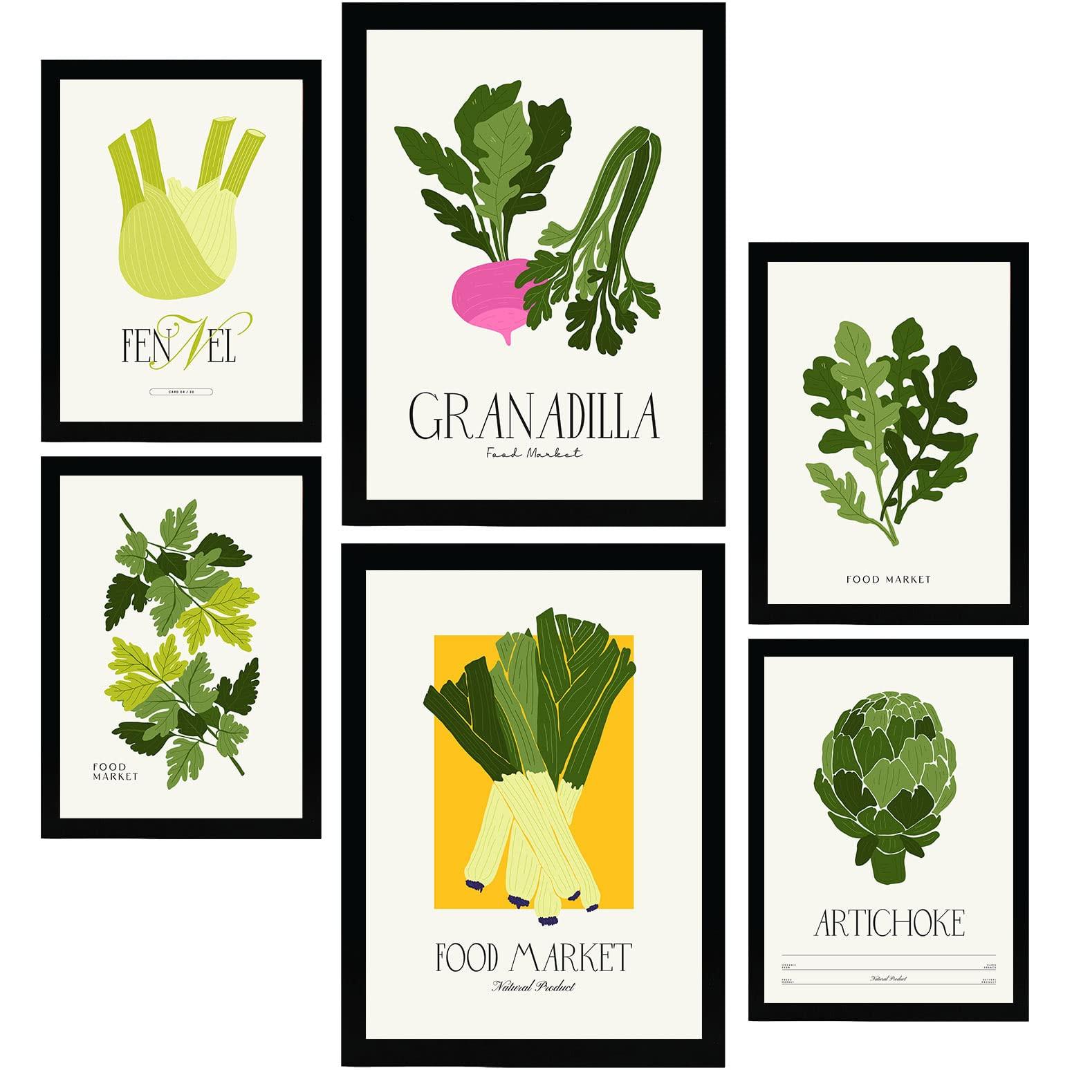 POSTER Set Mit 6 Lebensmittel Und Ernährungs Grünes Gemüse A3 & A4 Rahmenlos - Klar, Papier (29/3cm) - Nacnic