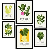 POSTER Set Mit 6 Lebensmittel Und Ernährungs Grünes Gemüse A3 & A4 Rahmenlos - Klar, Papier (29/3cm) - Nacnic