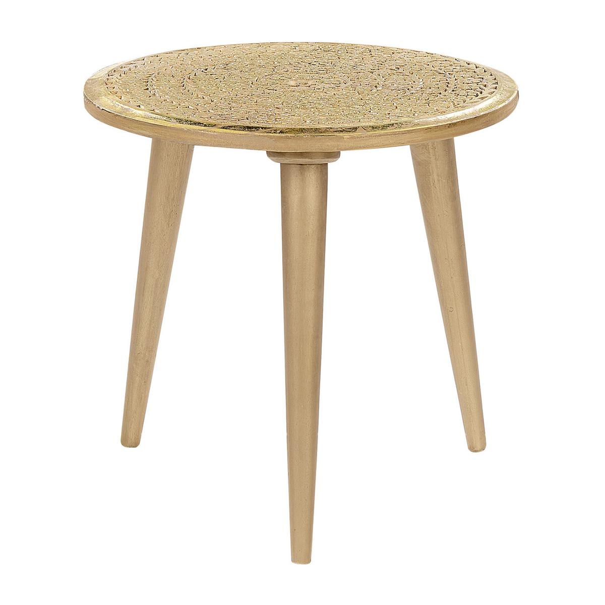 BEISTELLTISCH 2er-Set Rund Gold Narra - Goldfarben, Holz (46/36/45cm) - Beliani