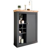 KOMMODE grau, Eiche Wotan, Landhaus 107 cm, Highboard mit Soft-Close - Silberfarben/Eiche Wotan, Holzwerkstoff/Kunststoff (107/146/38cm) - Furn.Design