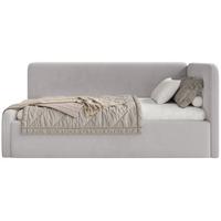 JUGENDBETT Fanko Samt Hellgrau 90x200 cm - Hellgrau/Schwarz, Kunststoff/Textil (90/200cm) - Selsey