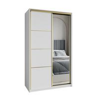 SCHWEBETÜRENSCHRANK VARO 120/205/60 cm 2-türig mit Spiegel Weiß - Weiß, Holzwerkstoff (120/205/60cm) - MASSENO