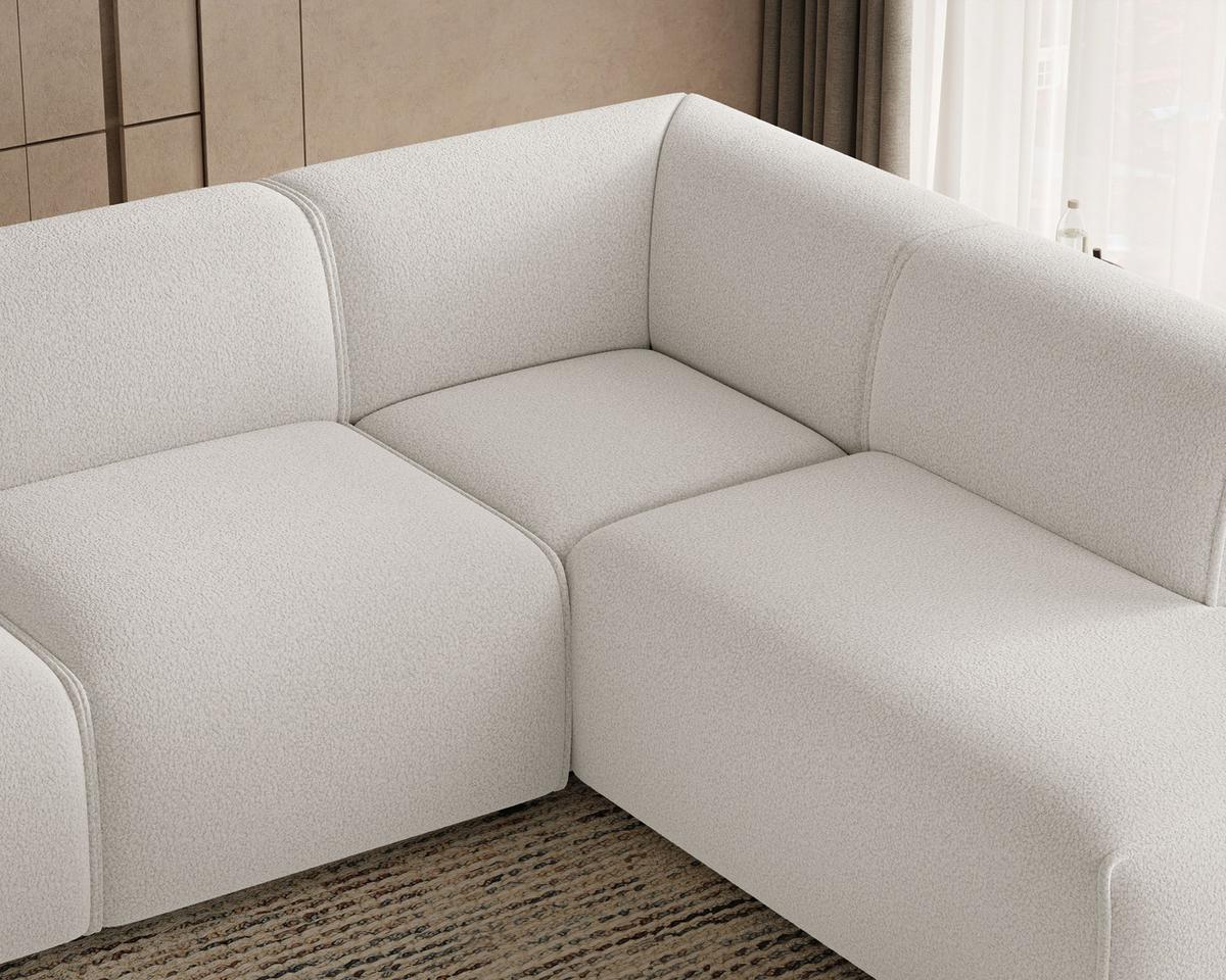ECKSOFA Eluno Weiß Rechts - Schwarz/Weiß, Holz/Kunststoff (292/220cm) - Graingold