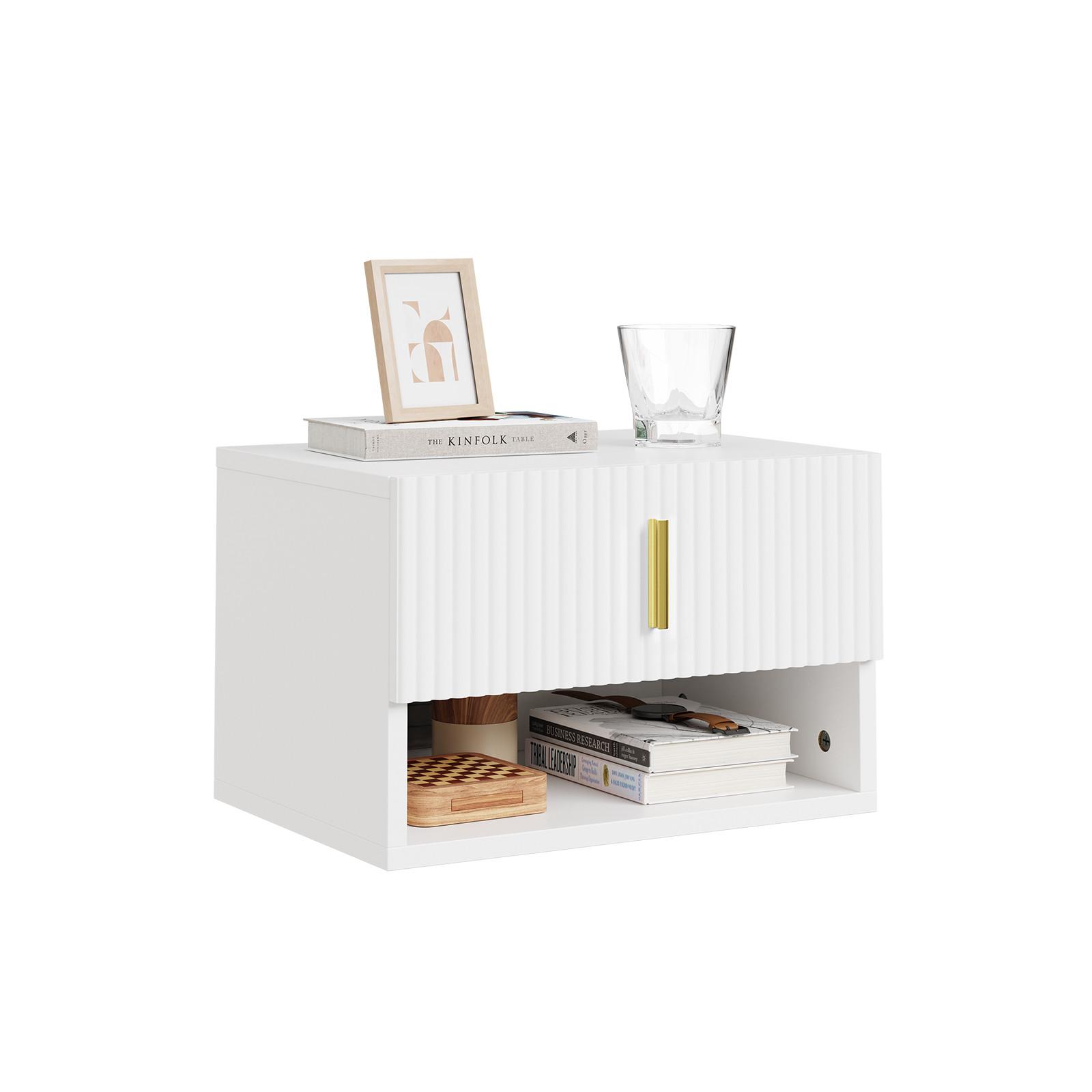 NACHTTISCH Schwebend Modern Weiß 40x30x26cm - Weiß, Holzwerkstoff (40/26/30cm) - SoBuy