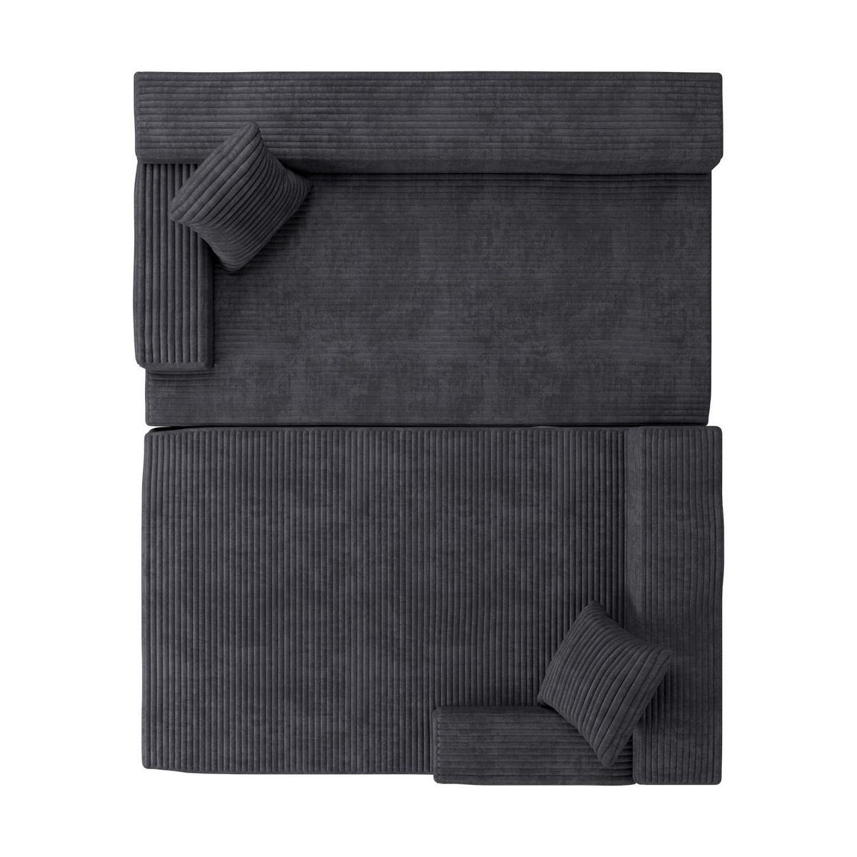 SOFA Coredo dunkelgrau Cord - Dunkelgrau, Textil (250/155cm) - Juskys