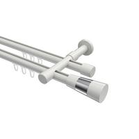 GARDINENSTANGE INNENLAUF Prestige Tanara 600 cm (geteilt in 3 x 200 cm), 2-läufig, 20 mm Ø Weiß - Chromfarben/Weiß, Metall (600cm) - INTERDECO