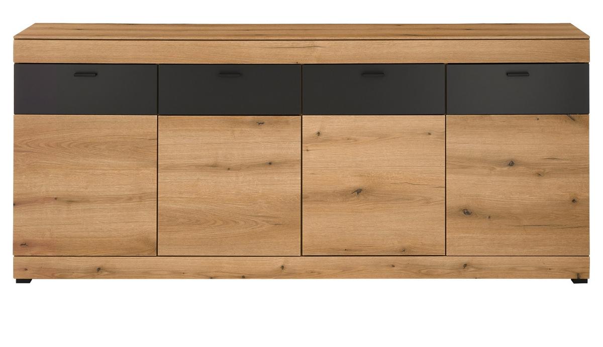 SIDEBOARD in Eiche, grau 200 cm, große kommode mit Soft-Close - Kaschmir/Eichefarben, Holzwerkstoff/Kunststoff (200/87/42cm) - Furn.Design