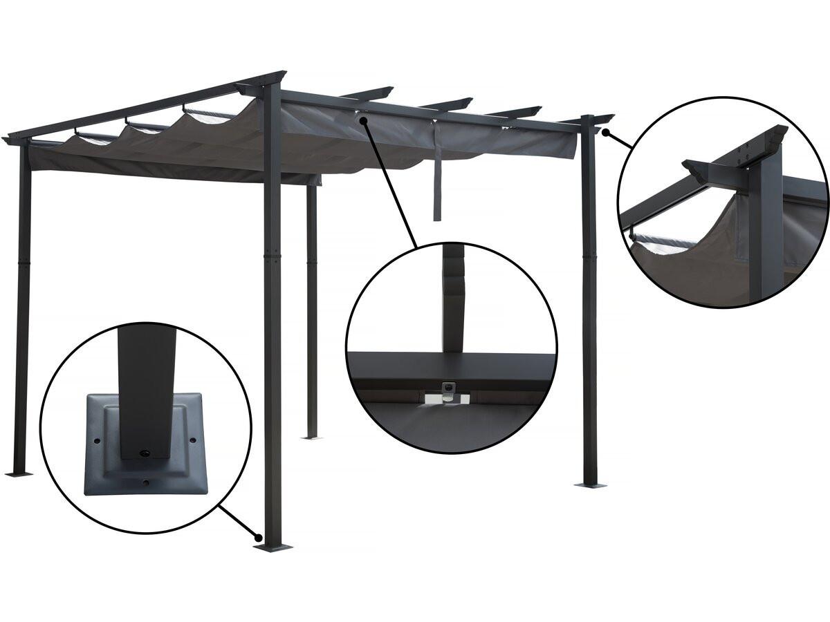PERGOLA - MARKISE pergola en aluminium avec toit rétractable - 3 x 3 m - gris Grau - Grau, Metall (295/231/395cm) - Habitat Garten