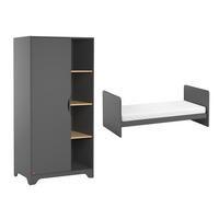 BABYZIMMER 2-teilig Grau und Holz - Grau, Holzwerkstoff (88.5/189.5/52cm) - Petits-meubles