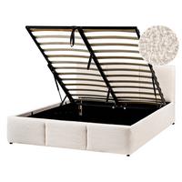 BETT mit Stauraum 140/200 cm Bouclé Cremeweiß Bousse - Creme, Textil (140/200cm) - Beliani