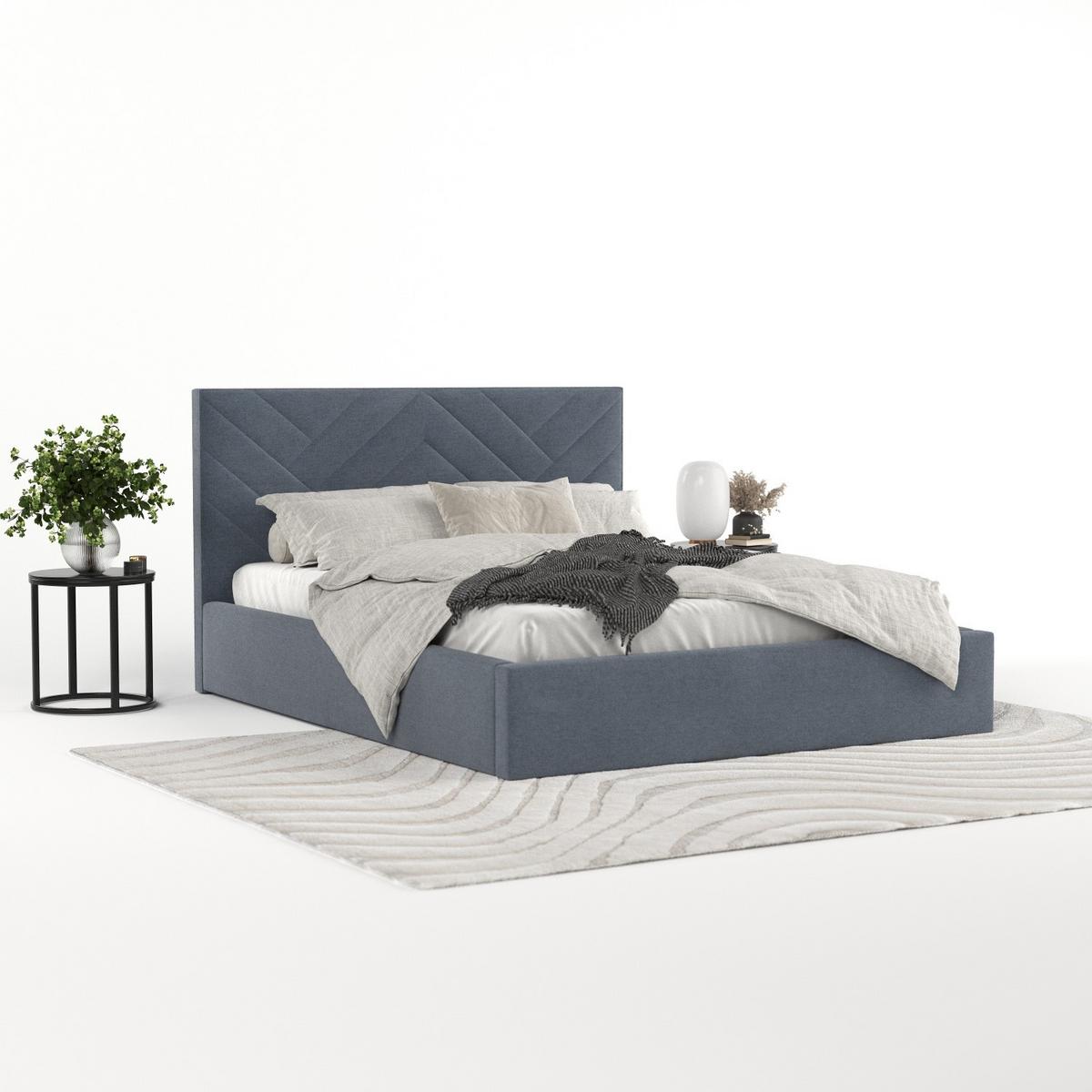 POLSTERBETT Arco 140/200 cm Blau im Asti Stoff - Blau/Schwarz, Holz/Holzwerkstoff (140/200cm) - AltaBeds