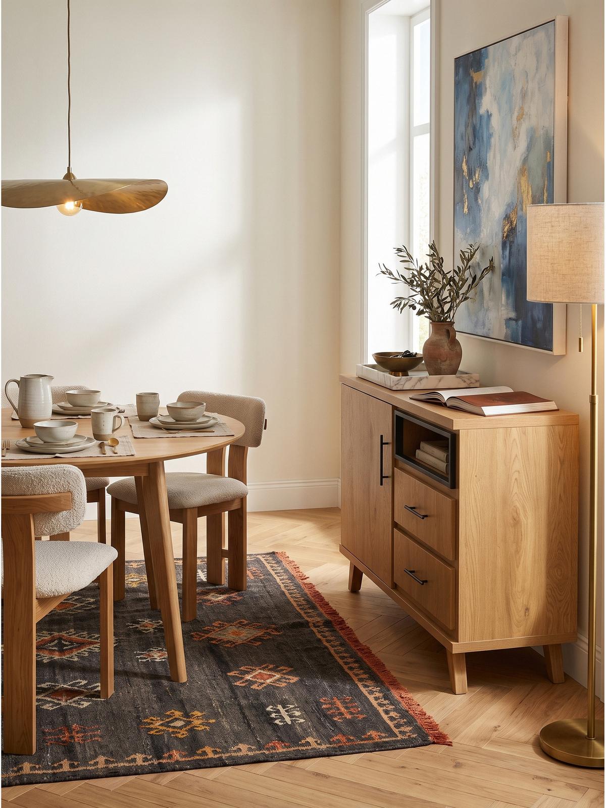 SIDEBOARD BASSANO, MDF, in Eichenoptik, mit Stauraum, 116 x 40 x 95 cm - Hellbraun/Braun, Eichenholz/Holzwerkstoff (116/95/40cm) - KADIMA DESIGN